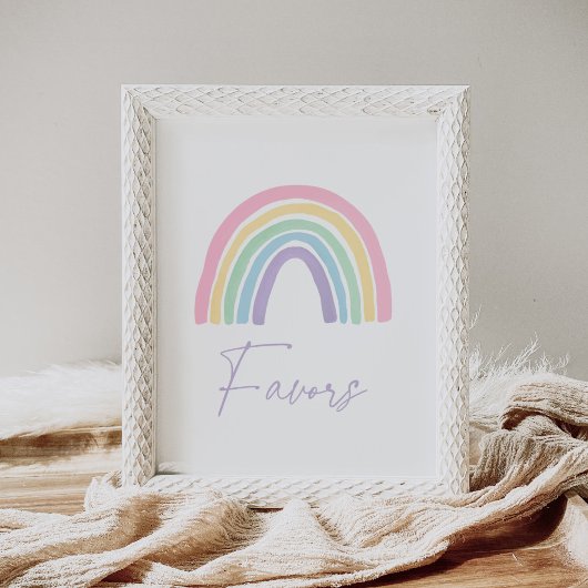 Pastel Boho Rainbow Baby shower Favorieten Teken Poster