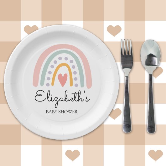 Pastel Boho Rainbow Baby Shower for a Girl Papieren Bordje
