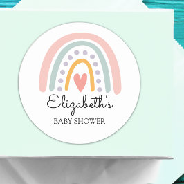 Pastel Boho Rainbow Baby Shower for a Girl Ronde Sticker