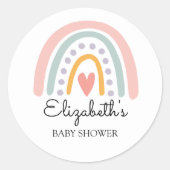 Pastel Boho Rainbow Baby Shower for a Girl Ronde Sticker (Voorkant)
