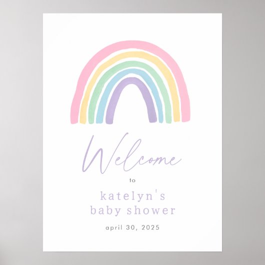 Pastel Boho Rainbow Baby shower Welkomstbord Poster (Voorkant)