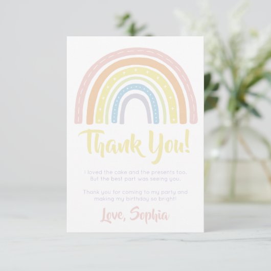Pastel Boho Rainbow Birthday Hartelijk dank Bedankkaart (Staand voorkant)