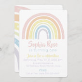 Pastel Boho Rainbow Birthday Uitnodiging (Voorkant / Achterkant)