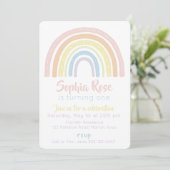 Pastel Boho Rainbow Birthday Uitnodiging (Staand voorkant)