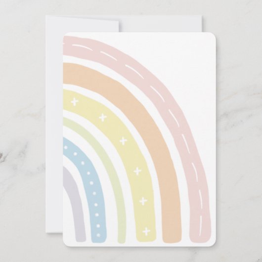 Pastel Boho Rainbow Birthday Uitnodiging (Achterkant)