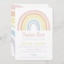 Pastel Boho Rainbow Birthday Uitnodiging