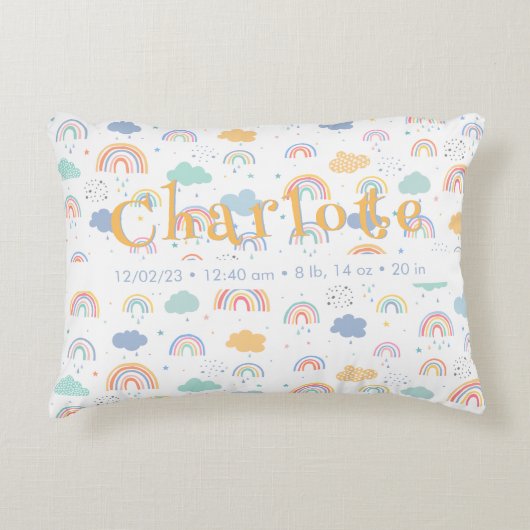 Pastel Boho Rainbow Cloud Pattern Accent Kussen (Voorkant)