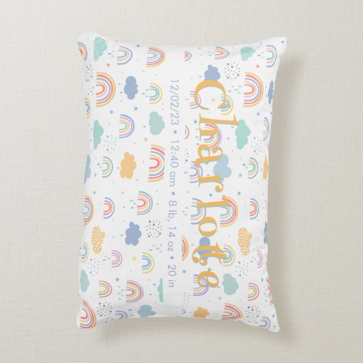 Pastel Boho Rainbow Cloud Pattern Accent Kussen (Achterkant (Verticaal))