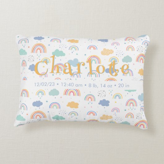 Pastel Boho Rainbow Cloud Pattern Accent Kussen (Achterkant)