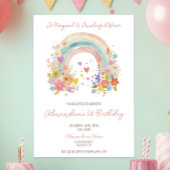 Pastel Boho Rainbow Floral 1e verjaardag Kaart