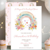 Pastel Boho Rainbow Floral 1e verjaardag Kaart