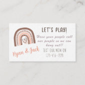Pastel Boho Rainbow Kinder Play Date Calling Card Visitekaartje (Voorkant)