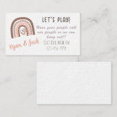 Pastel Boho Rainbow Kinder Play Date Calling Card Visitekaartje (Voorkant / Achterkant)