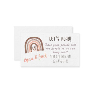 Pastel Boho Rainbow Kinder Play Date Calling Card Visitekaartje