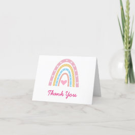 Pastel Boho Rainbow met hartenfeest Bedankkaart