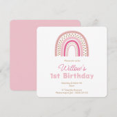 Pastel Boho Rainbow Minimalist Girl 1ste verjaarda Kaart (Voorkant / Achterkant)