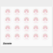 Pastel Boho Rainbow Minimalist Girl 1ste verjaarda Ronde Sticker (Vel)