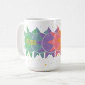 Pastel Boho Rainbow Sunshine Stippen Naam op maat Koffiemok (Voorkant links)