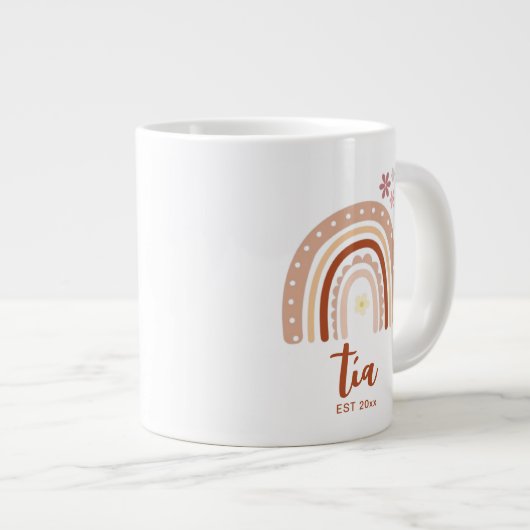 Pastel Boho Rainbow Tía Taza de Café Establecid Grote Koffiekop (Voorkant rechts)