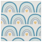 Pastel Boho Rainbows-Blues, Mint en Gold Fabric Stof (Close Up)