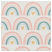 Pastel Boho Rainbows-Pinks, Blues, Gold Fabric Stof (Close Up)
