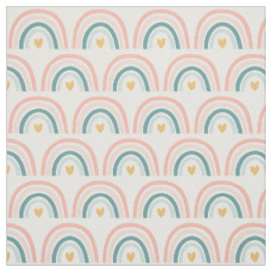 Pastel Boho Rainbows-Pinks, Blues, Gold Fabric Stof