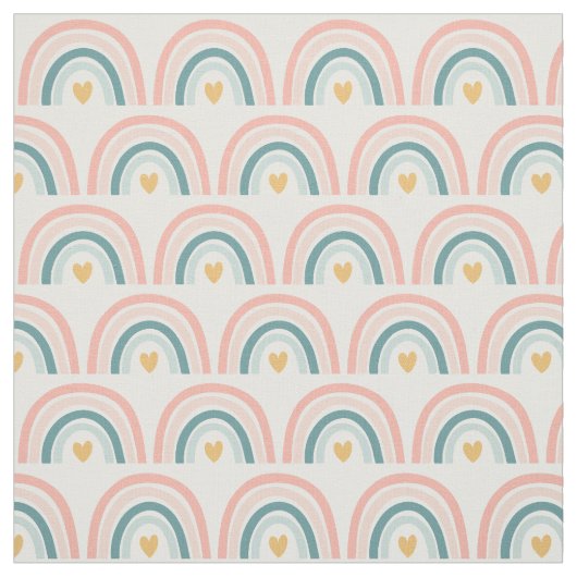 Pastel Boho Rainbows-Pinks, Blues, Gold Fabric Stof (Swatch)