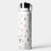 Pastel Boho Raindrops Roze Blauw Goud Naam toevoeg Waterfles (Achterkant)