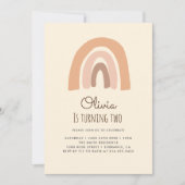 Pastel Boho Regenboog 2e Verjaardagsuitnodigingska Kaart (Voorkant)