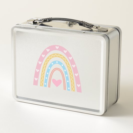 Pastel boho regenboog en harten Custom School (Achterkant)