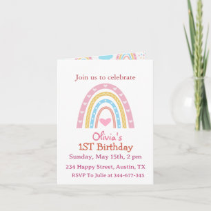 Pastel Boho Regenboog Met Harten Meisje verjaardag