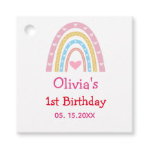 Pastel Boho Regenboog met harten verjaardagsfeestj