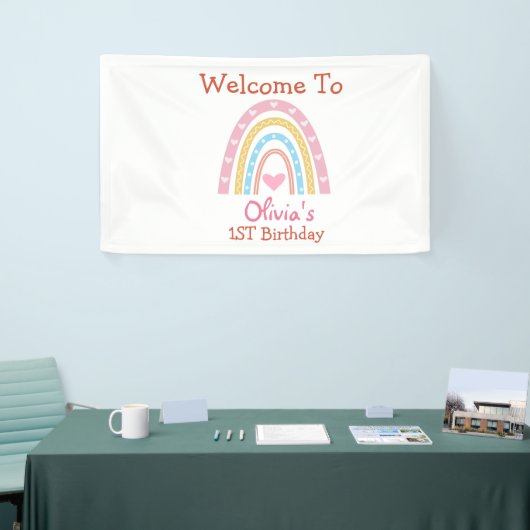 pastel boho regenboog met verjaardag spandoek (Beurs)