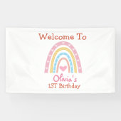 pastel boho regenboog met verjaardag spandoek (Horizontaal)