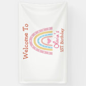 pastel boho regenboog met verjaardag spandoek (Verticaal)