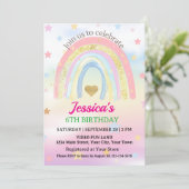Pastel Boho Regenboog Verjaardagsfeestje Kaart (Staand voorkant)