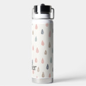 Pastel Boho Regendruppels Roze Blauw Goud Naam Toe Waterfles (Achterkant)