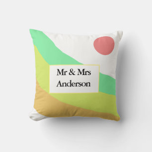 pastel boho rood geel groen voeg je initialen toe kussen