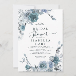 Pastel Boho Slate Blue Dusty Floral Vrijgezellenfe Kaart