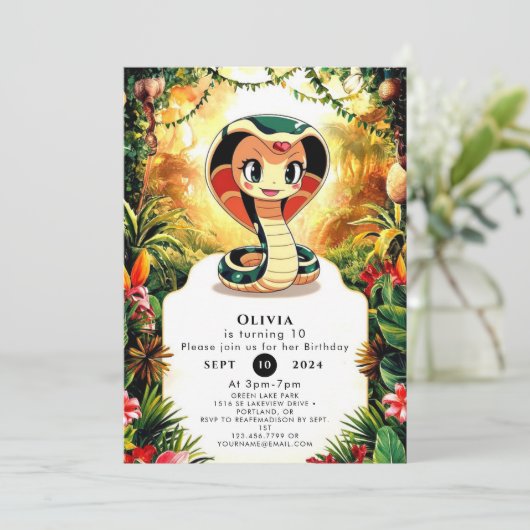 Pastel Boho Snake Verjaardag Kaart (Staand voorkant)