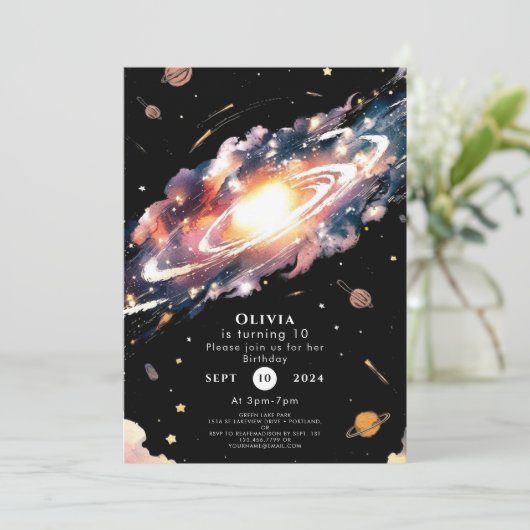 Pastel Boho Space Verjaardag Kaart (Staand voorkant)