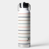 Pastel Boho Stripes Roze Blauw Goud Naam toevoegen Waterfles (Voorkant)
