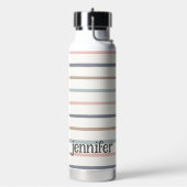 Pastel Boho Stripes Roze Blauw Goud Naam toevoegen Waterfles (Links)