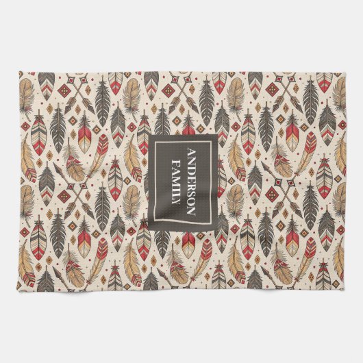 Pastel Boho Towel Classic Ethnic Kitchen Style Theedoek (Horizontaal)