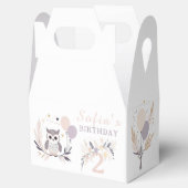 Pastel Boho Uil en Ballonnen Verjaardag Bedankdoosjes (Geopend)