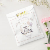 Pastel Boho Uil en Ballonnen Verjaardag Bedankzakje (Gezegeld)