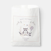 Pastel Boho Uil en Ballonnen Verjaardag Bedankzakje (Voorkant)
