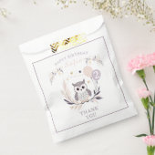 Pastel Boho Uil en Ballonnen Verjaardag Bedankzakje (Gezegeld)