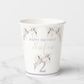 Pastel Boho Uil en Ballonnen Verjaardag Papieren Bekers (Achterkant)