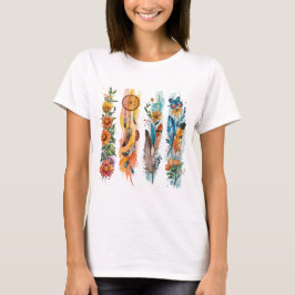 PASTEL BOHO VEREN EN GELE ZONNEBLOEMEN T-SHIRT